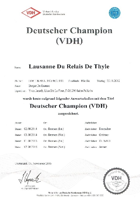 Du Relais De Thyle - Championne d'Allemagne ! 