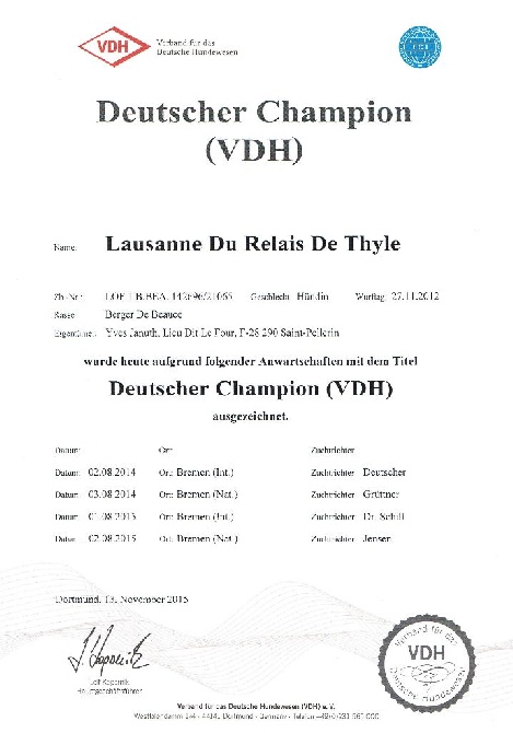 Du Relais De Thyle - Championne d'Allemagne !